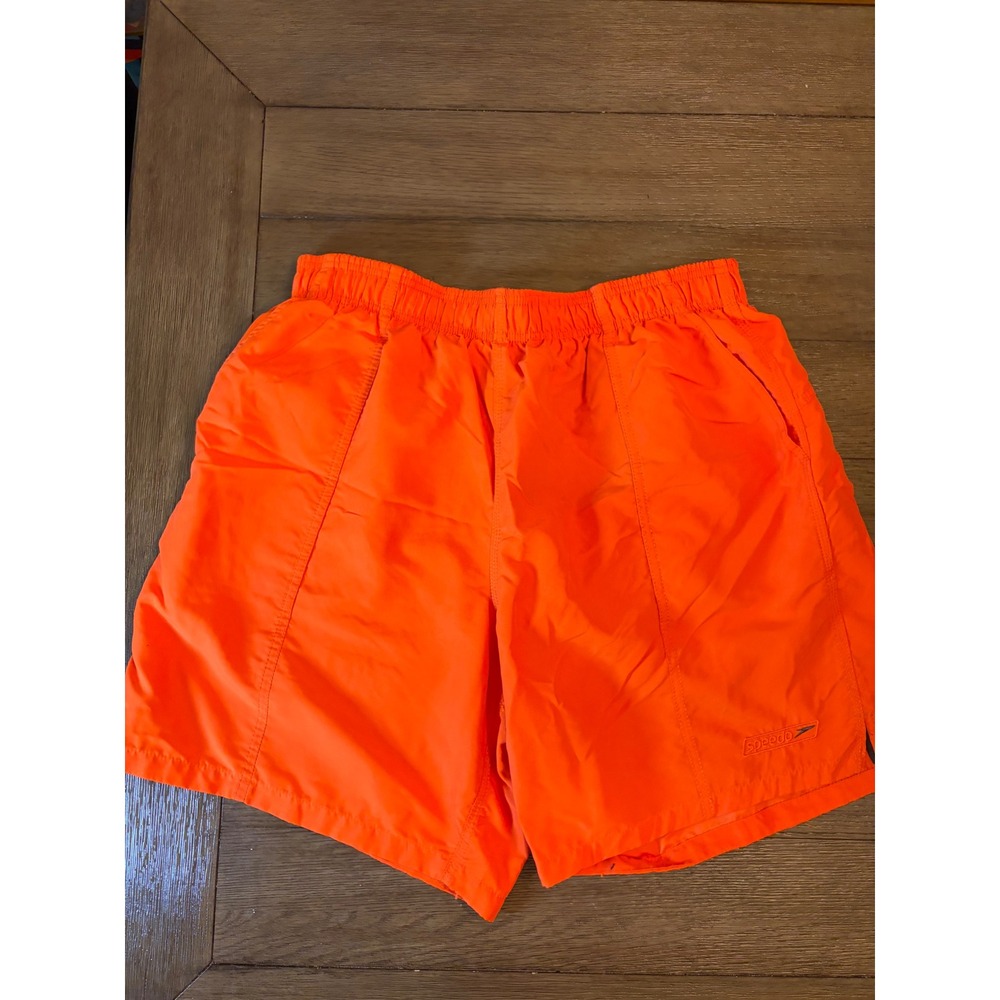 Speedo Swim Trunks Mens XL Orange Board Shorts Mesh Lined Elastic Waist Pocket